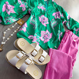 Emerald Bloom Scallop Blouse