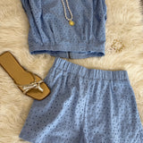 Baby Blue Embroidery Eyelet Sets