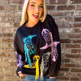 Cowgirl Era | Boot Sequin Fringe Fleece Top