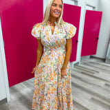 Coral Flower Bouquet Dreams Maxi Dress