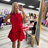 Red and Black Collar Dress