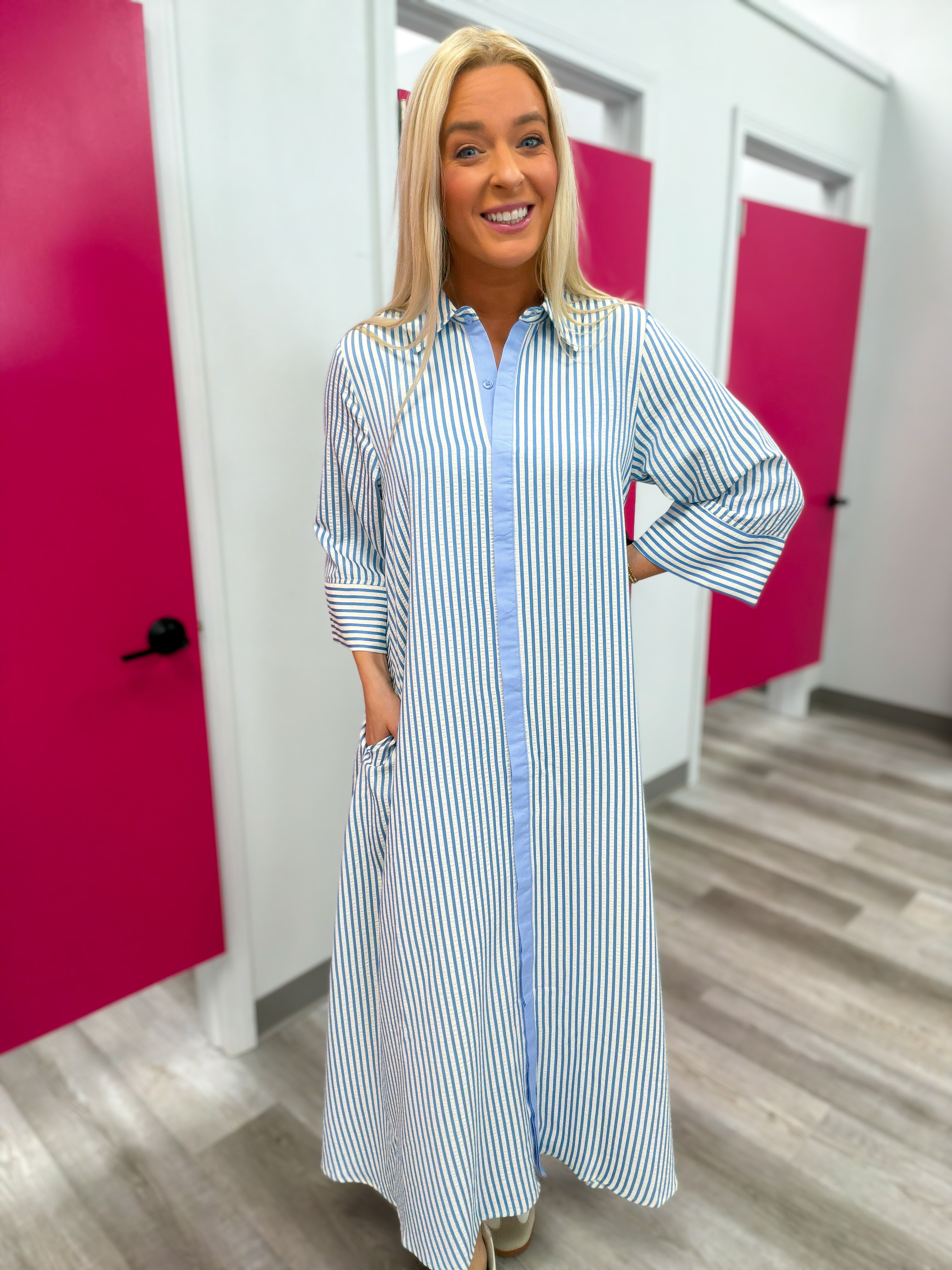 The Coastal Classic Stripe Midi