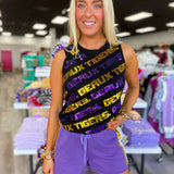 LSU Geaux Tigers Varsity Block (Licensed) | Sequin Tee