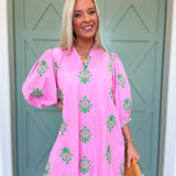 Pink Palm Mini Dress