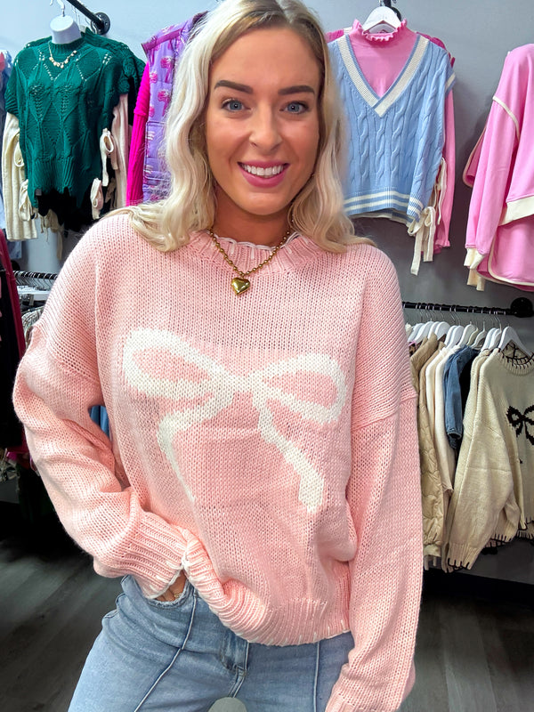 Bow Sweater - Baby Pink