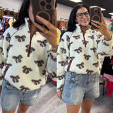 Brown and Cream Bow Sherpa