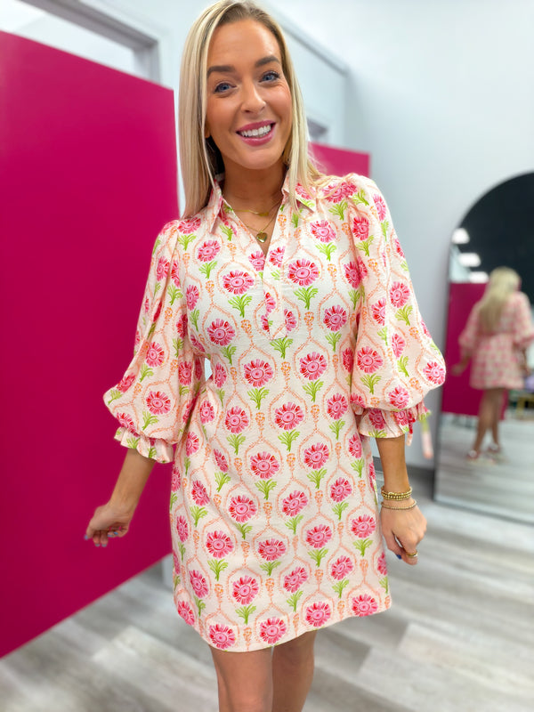 Delicate Daydream Dress | Coral and Cream