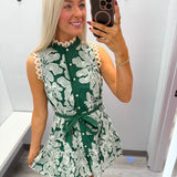 Lace Green Pearl Button Dress