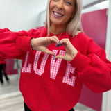 Love Pink Gingham Red Sweatshirt | LULU MAC
