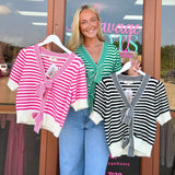 Count My Blessings Spring Stripe Bow Sweater