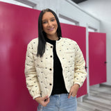 Bow Embroidered Quilted Puff Jacket
