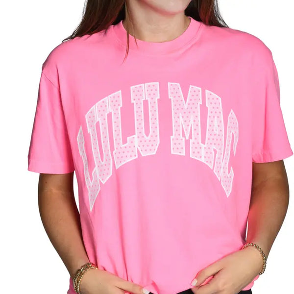 Neon Pink on Pink Polka Dot Tee | LULU MAC