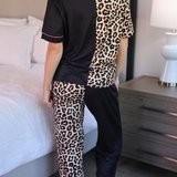 Double Take Leopard Ruffle Pajama Set
