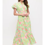 Bright Floral Dreams Dress Mint