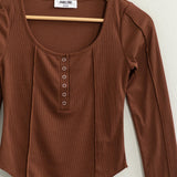 Ribbed Button Down Top