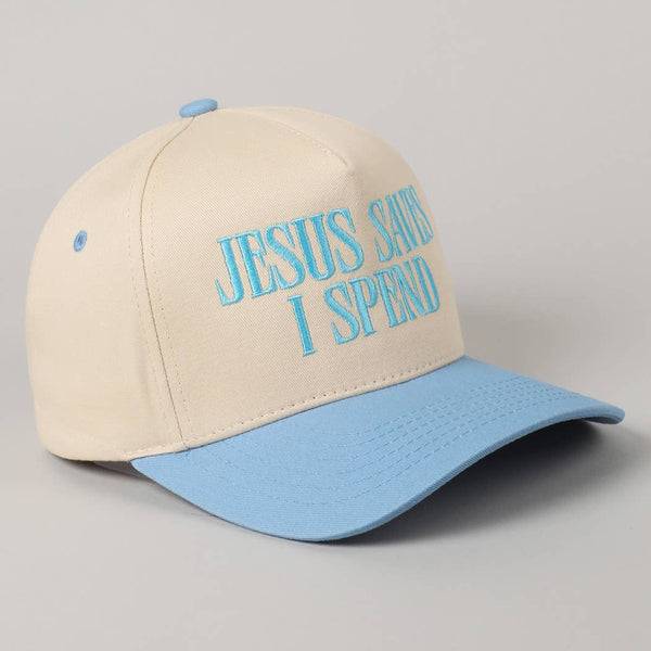 JESUS SAVES I SPEND Embroidery Trucker Hat