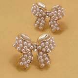 Pearl Bow Stud Earrings