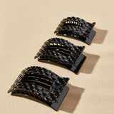 Flat Rectangle Hair Clip | Medium | Jet Black Quilted