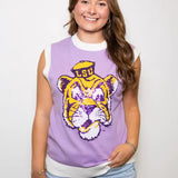 LSU Vintage Tiger-Licensed | Sequin Sleeveless Sweater