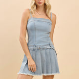 Dare to Be Denim Pleated Mini Dress