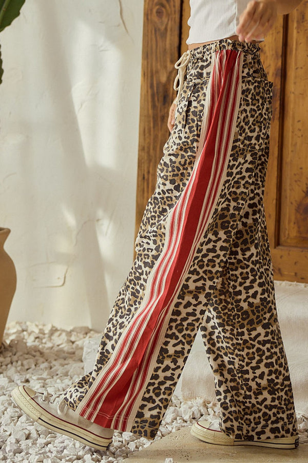 Leopard Red Striped String Pants