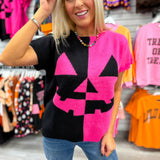Pink Pumpkin Short Sleeve Sweater