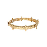 Hammered Brushed Metal Cross Accent Stretch Bracelet