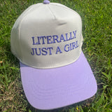 Literally Just A Girl Embroidery Two Tone Trucker Hat