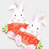 Bunny With Carrot Easter Earrings