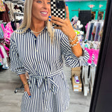 Navy and White Stripe Dress