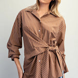 All Tied Up Pinstripe Blouse