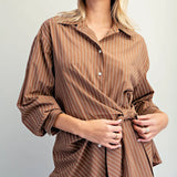 All Tied Up Pinstripe Blouse