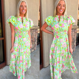 Bright Floral Dreams Dress Mint