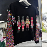 Nutcracker Sequin Sleeve Top