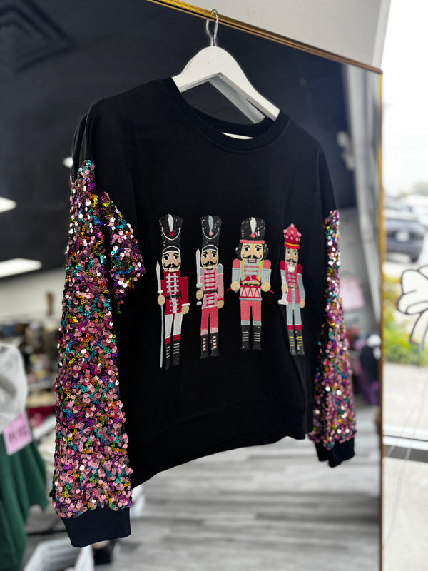 Nutcracker Sequin Sleeve Top