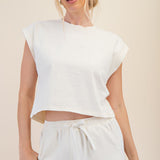 Cream Round Neck Crop