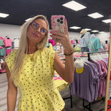 Polka Dot Pleated Top
