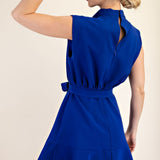 Blue Cowl Neck Sleeveless Mini Dressd