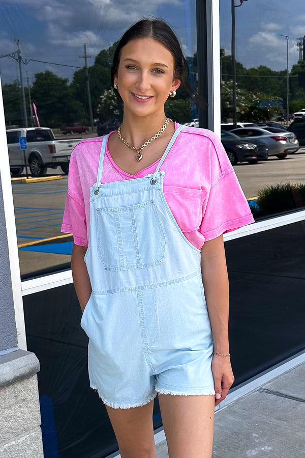 Mineral Washed Denim Casual Romper