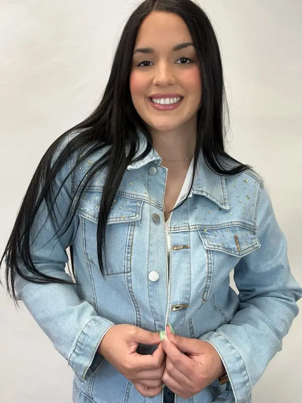 Golden Roar - Women's Sequin Embroidery Tiger Denim Jacket