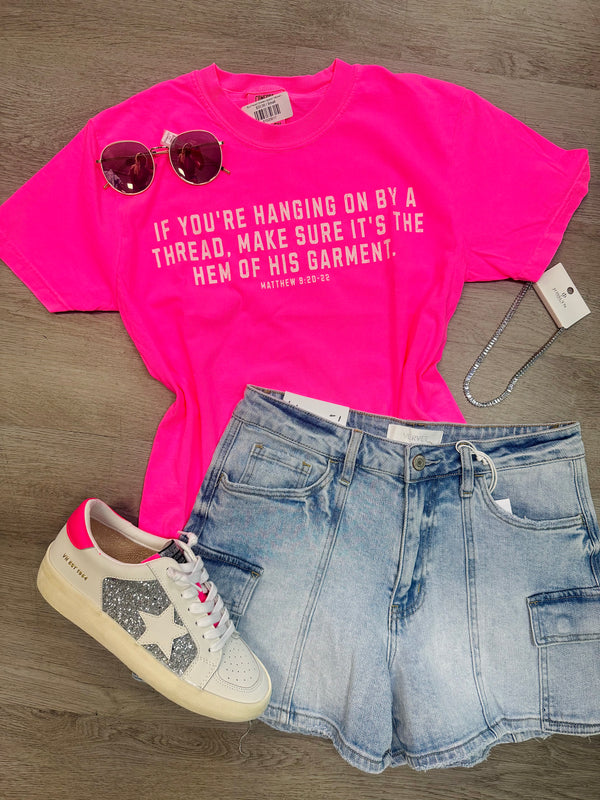 By a Thread | Christian Apparel  | Women's Graphic Tee | Comfort Color Tee