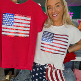 Ribbed American Flag Sequin Top