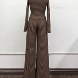 Striped Mock Neck Henley Lounge Set