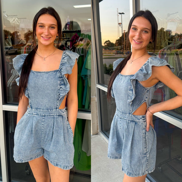 Denim Cut Out Romper