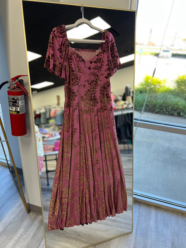 Autumn Affair Dress Velvet Maxi Dress | Rose Rust