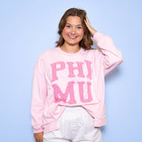 Phi Mu (Licensed Greek) | Distressed Embroidery (Pink)