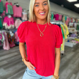 Ribbed Bubble Sleeve Top