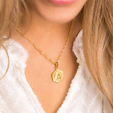 Medallion Pendant Initial Gold Necklace
