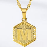 Medallion Pendant Initial Gold Necklace