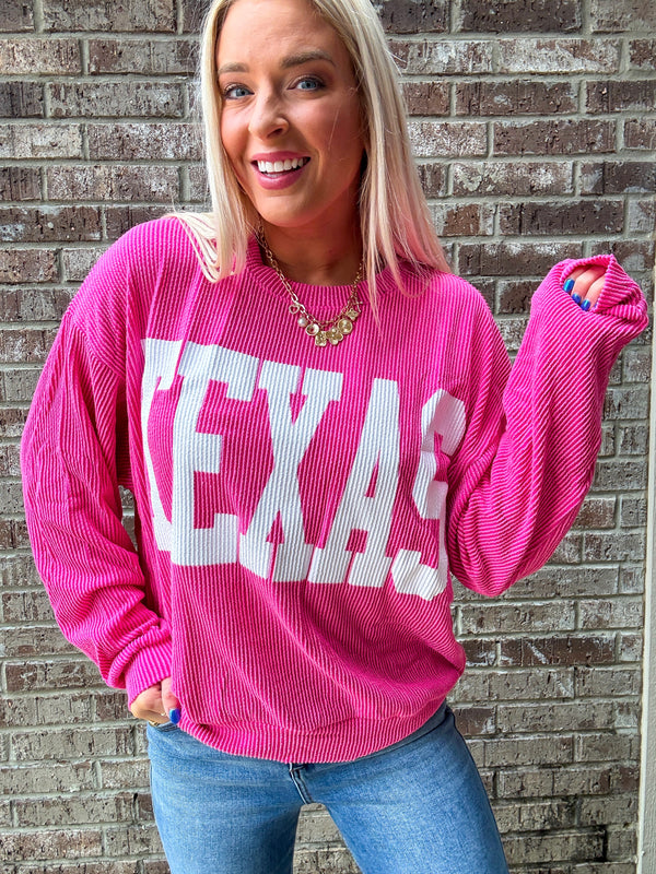 Texas Girl Pullover Neon Pink